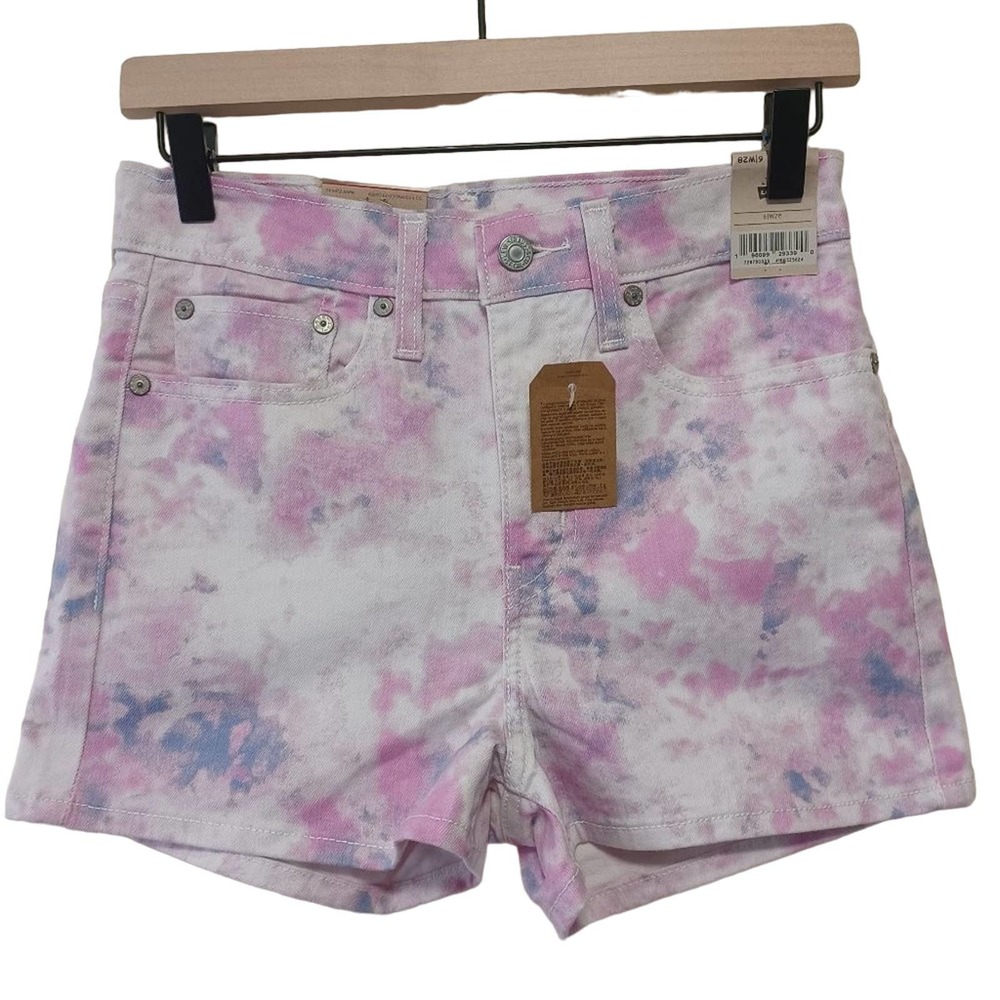 Levi’s Hi-rise Pink/blue Denim 5 Pocket Shorts b1